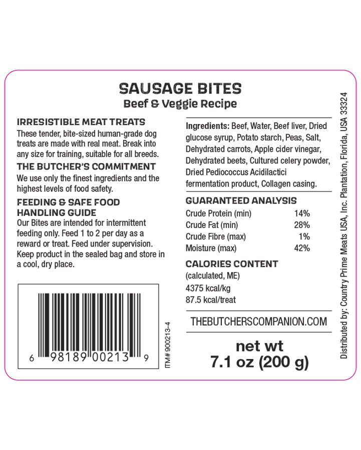 The Butcher's Companion Sausage Sticks Beef & Veggie 7.1oz