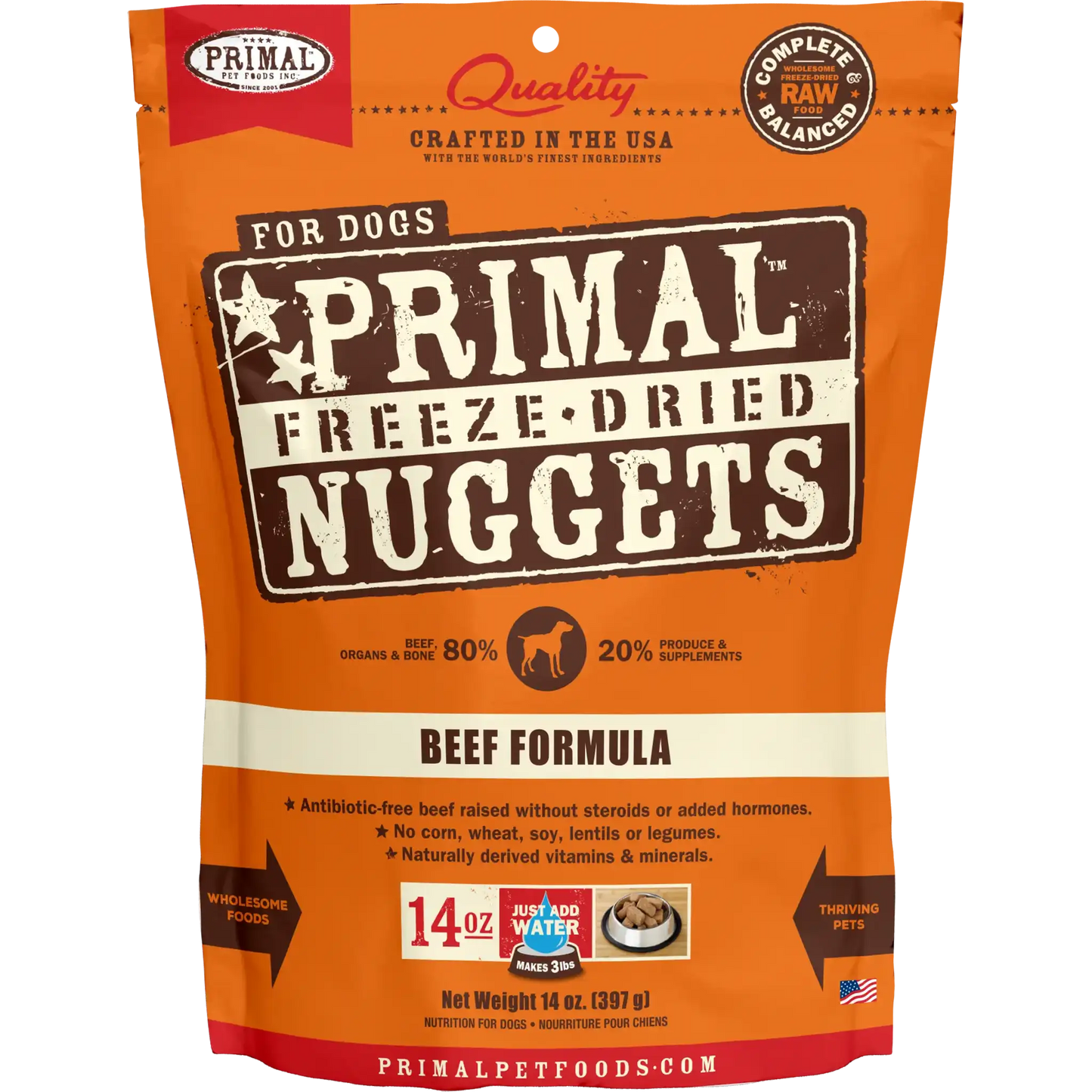 Primal Freeze Dried Raw Dog Food Beef Recipe 14oz