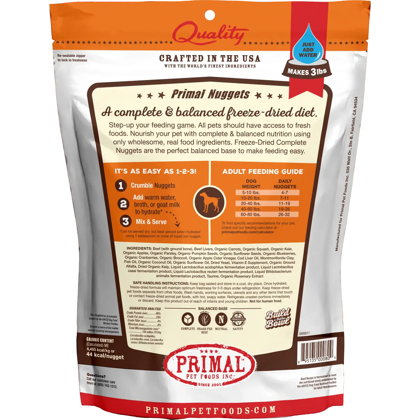 Primal Freeze Dried Raw Dog Food Beef Recipe 14oz