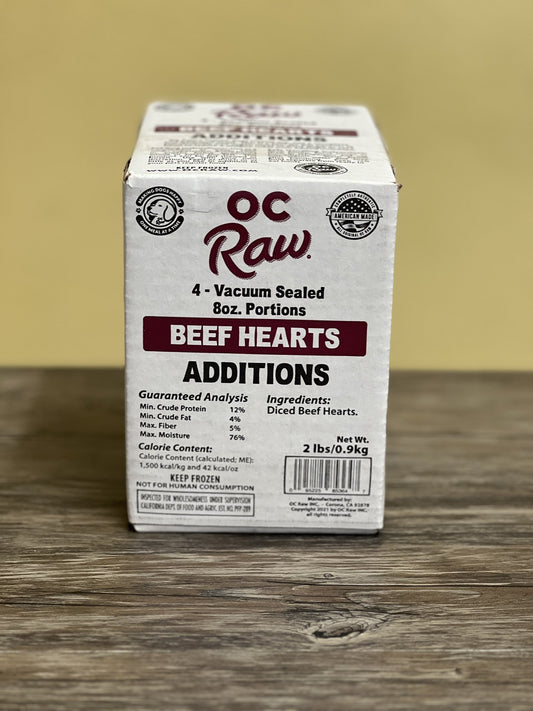 OC Raw Additions Raw Frozen Diced Beef Hearts 2lb