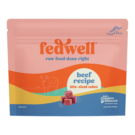 Fedwell Dog Frozen Diced Cubes Beef