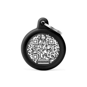 MyFamily Hushtag QR Code Black Circle Aluminum