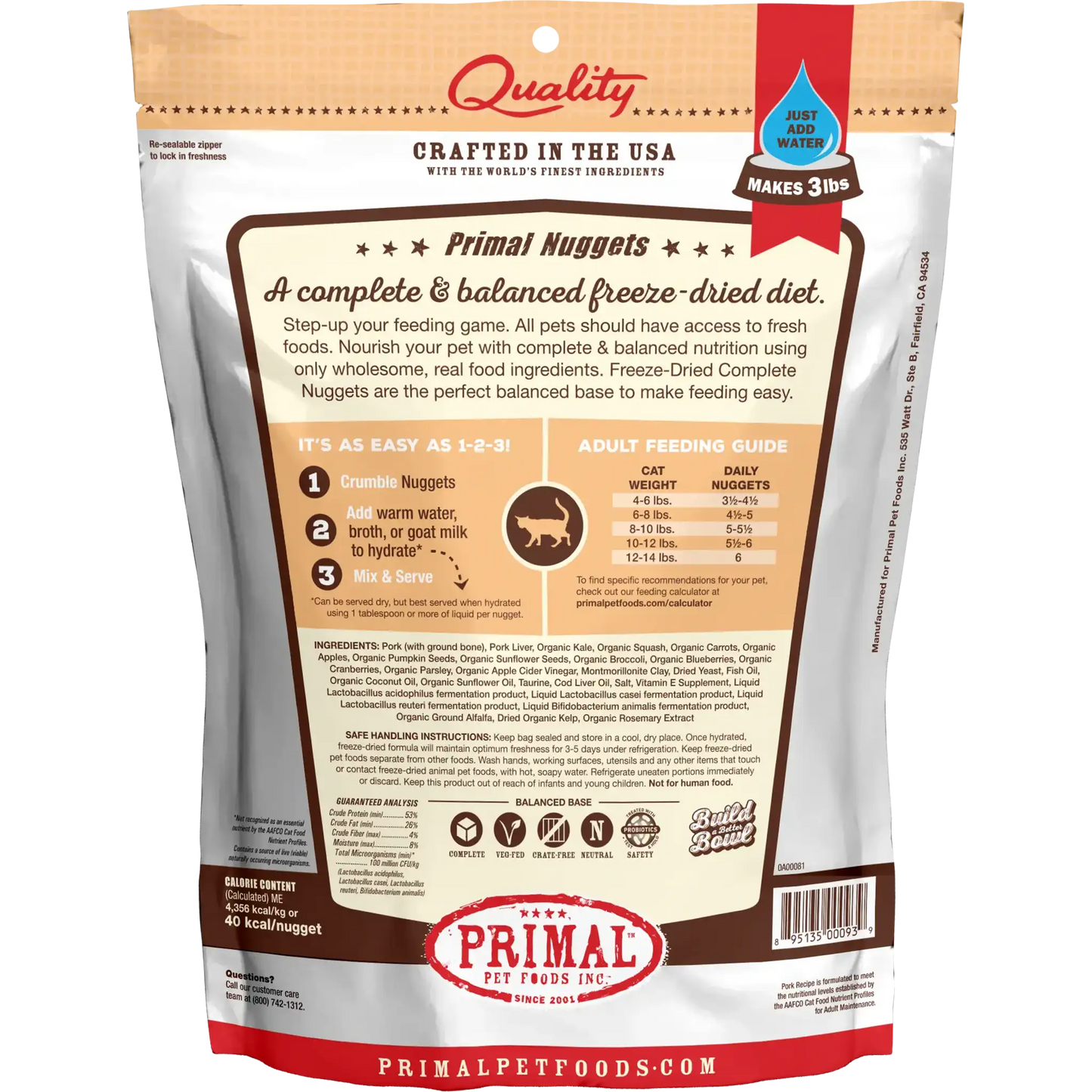 Primal Freeze Dried Raw Cat Food Pork Recipe 5.5oz