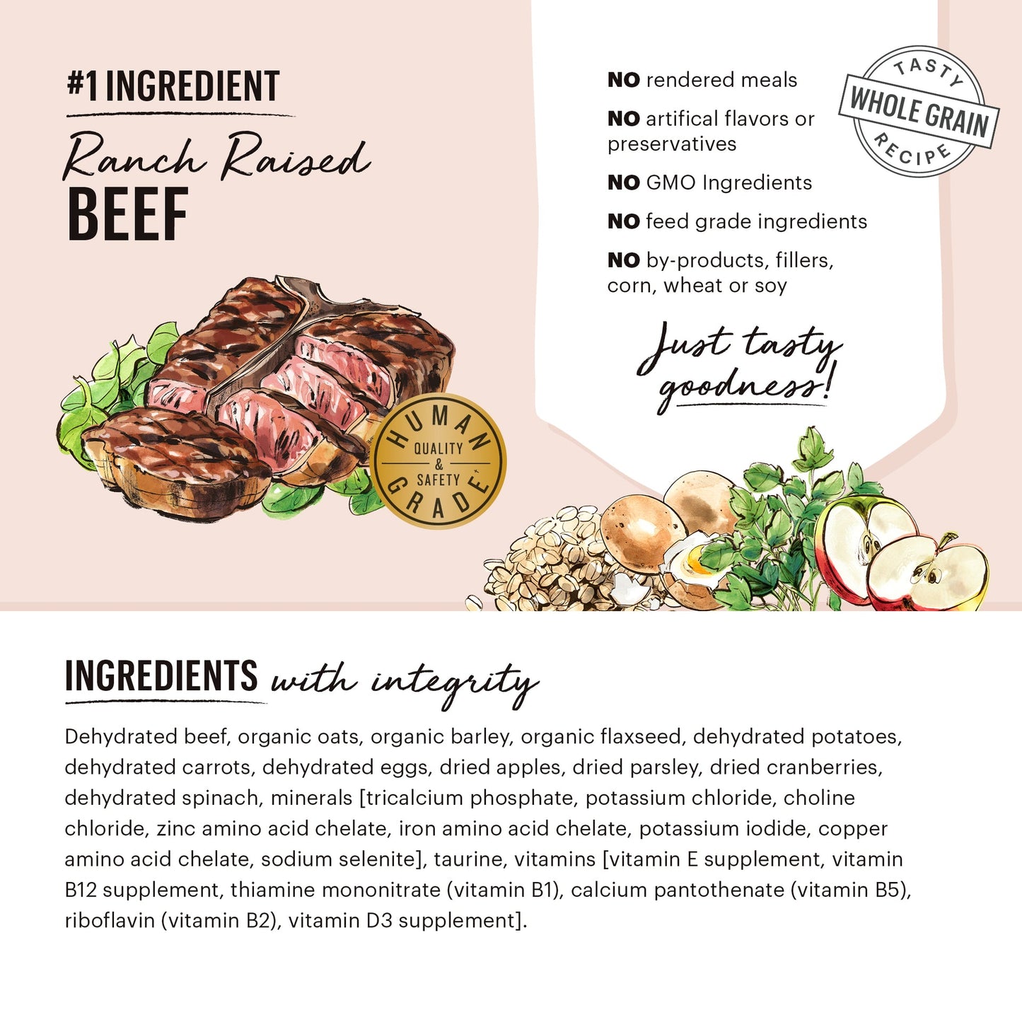 Honest Kitchen Dehydrated Whole Grain Beef Dog Food 10 lb