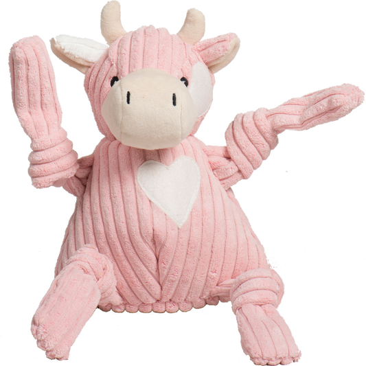 HuggleHounds Strawberry Cow Knottie Dog Toy