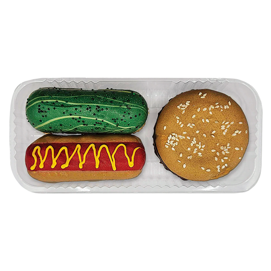 K9 Granola Factory Donut Deli PUPNIC Hamburger, Hot Dog & Pickle Gourmet Donut 3pack