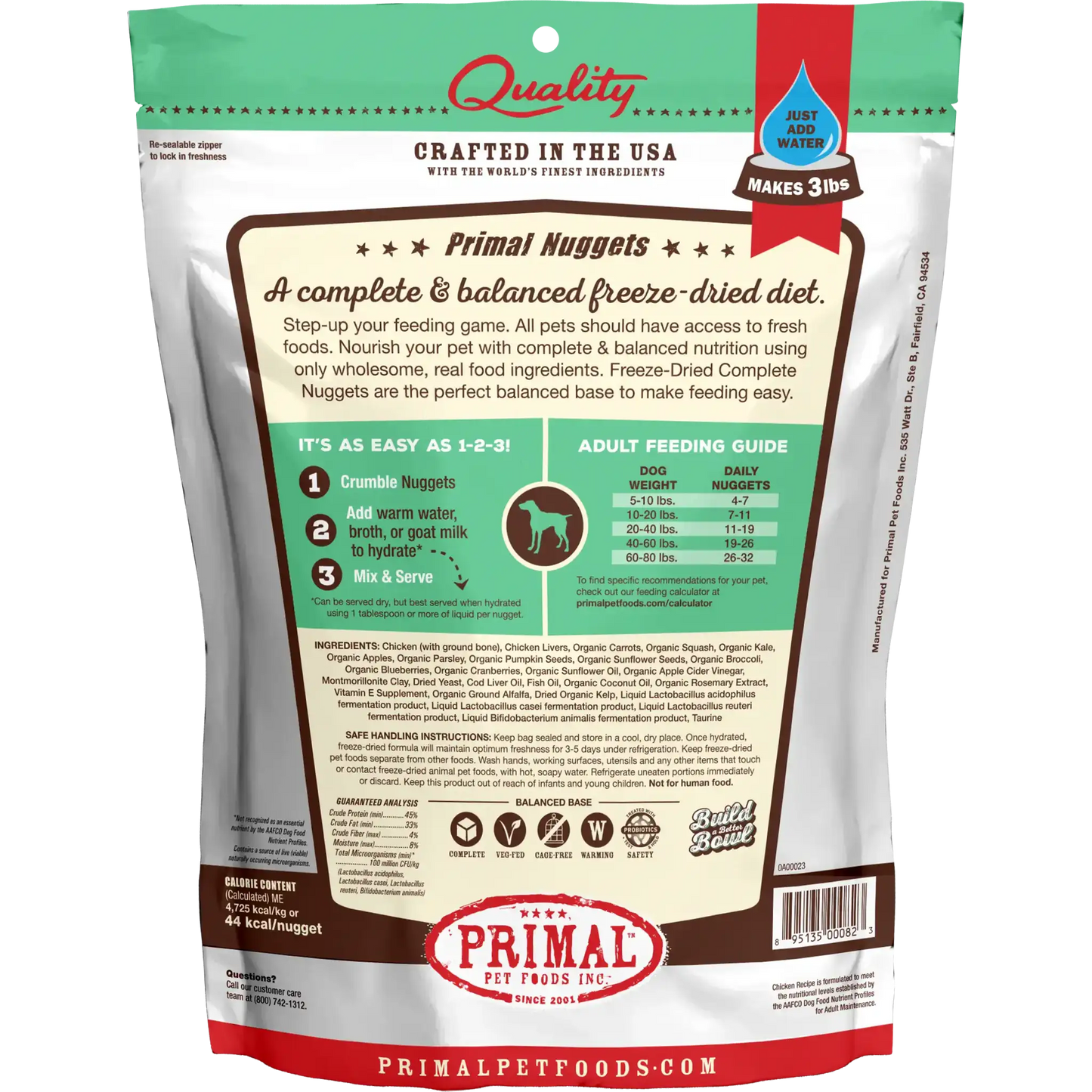 Primal Freeze Dried Raw Dog Food Chicken Recipe 14oz