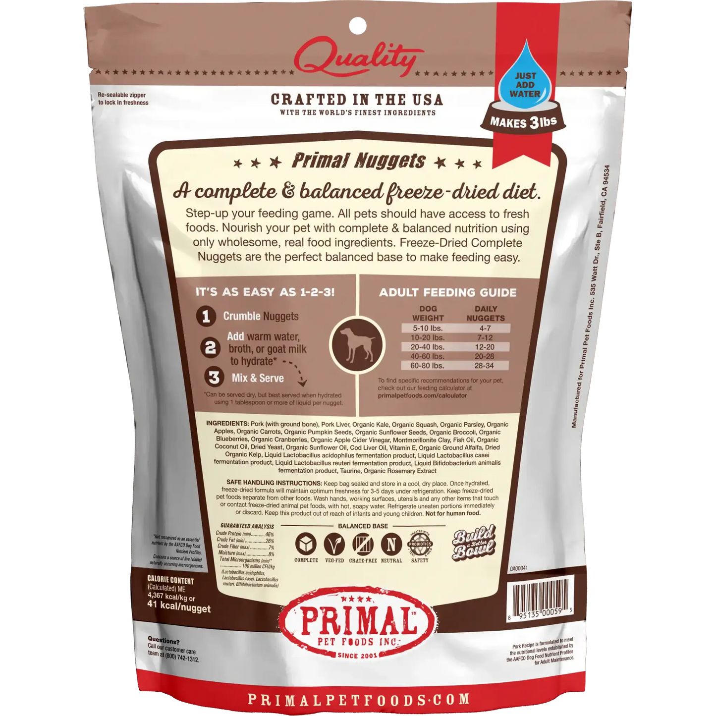 Primal Freeze Dried Raw Dog Food Pork Recipe 5.5oz