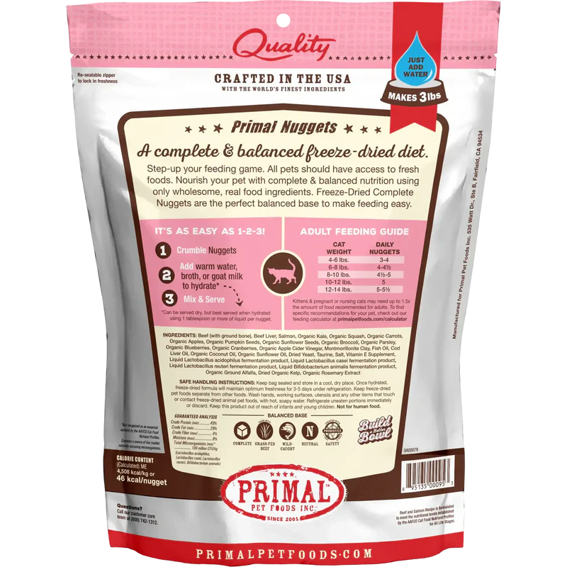 Primal Freeze Dried Raw Cat Food Beef & Salmon Recipe 14oz