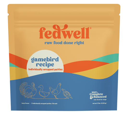 Fedwell Dog Frozen Patties Game Bird Recipe 5lb