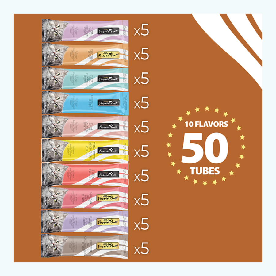 Fussie Cat Puree Treat 10 Flavor Variety 50pk