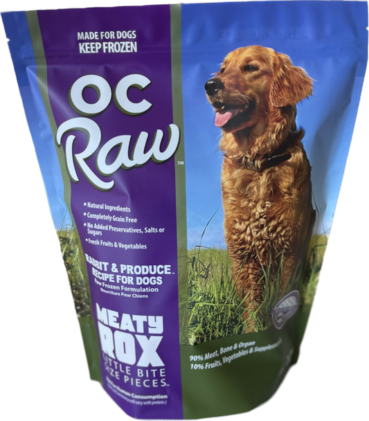 OC Raw Frozen Raw Dog Food Rabbit & Produce Meaty Rox 3lb