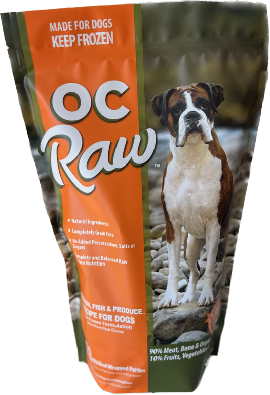 OC Raw Frozen Raw Dog Food Chicken & Fish Patties 6lb