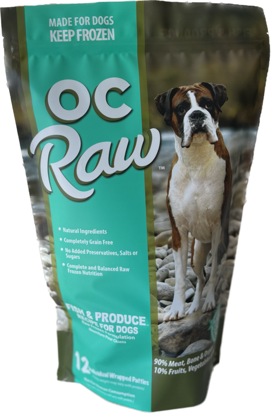 OC Raw Frozen Raw Dog Food Fish & Produce Patties 6lb