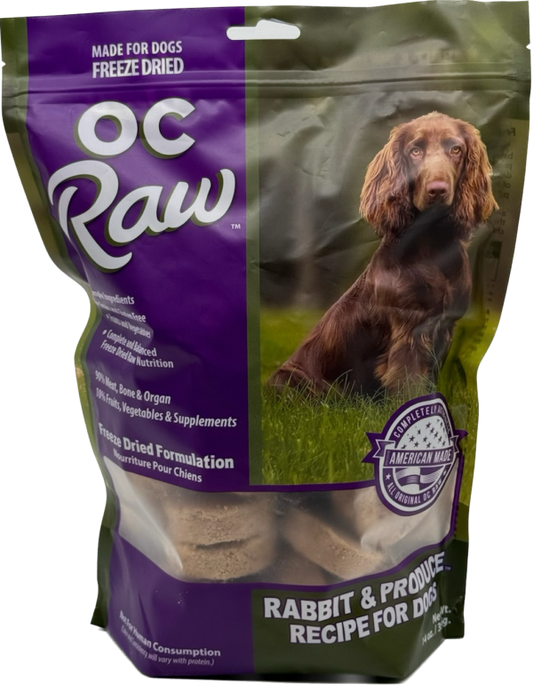 OC Raw Freeze Dried Raw Dog Food Rabbit & Produce 14oz