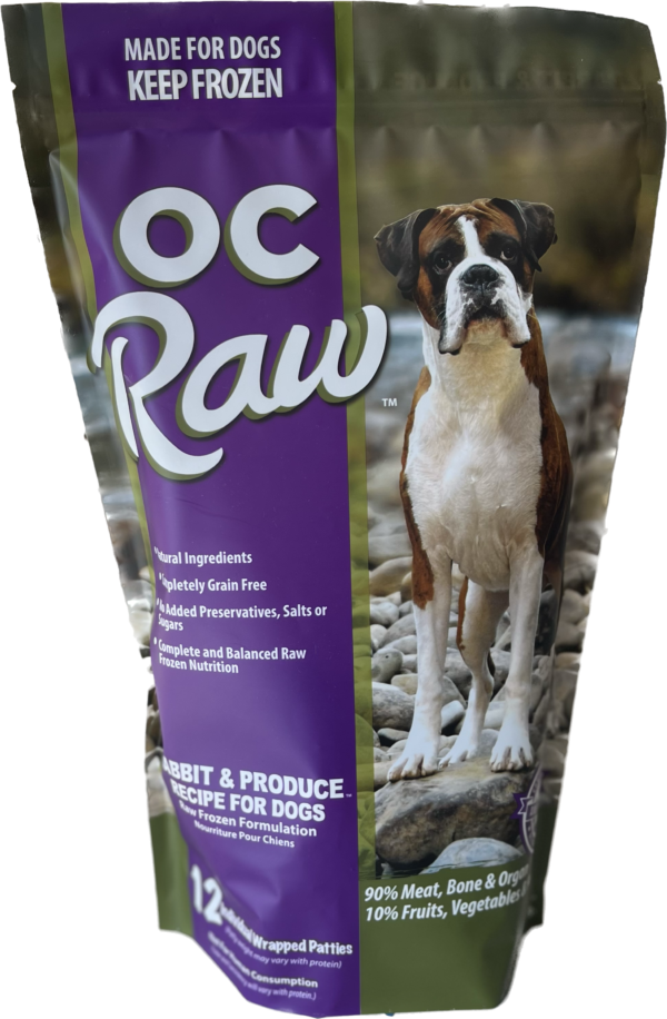 OC Raw Frozen Raw Dog Food Rabbit & Produce Patties 6lb