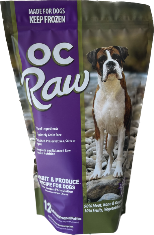 OC Raw Frozen Raw Dog Food Rabbit & Produce Patties 6lb