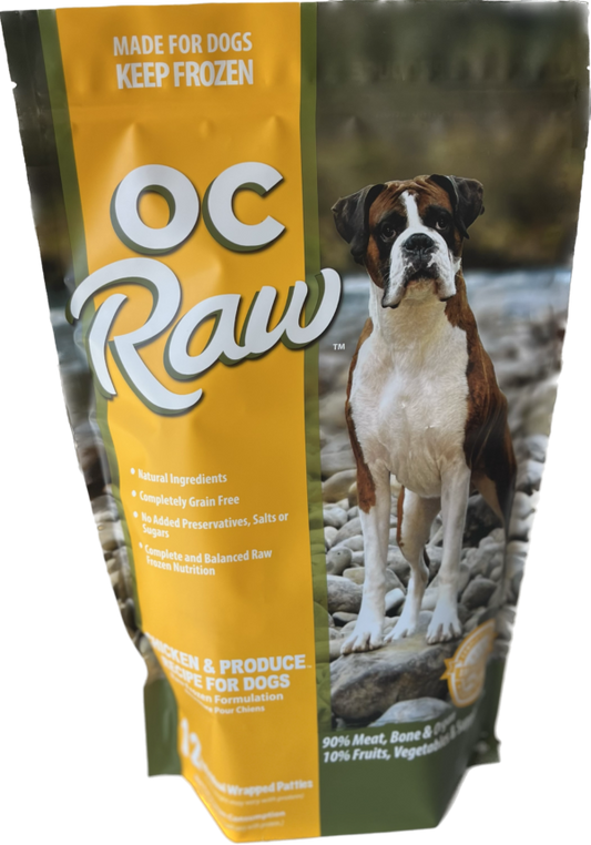 OC Raw Frozen Raw Dog Food Chicken & Produce Patties 6lb