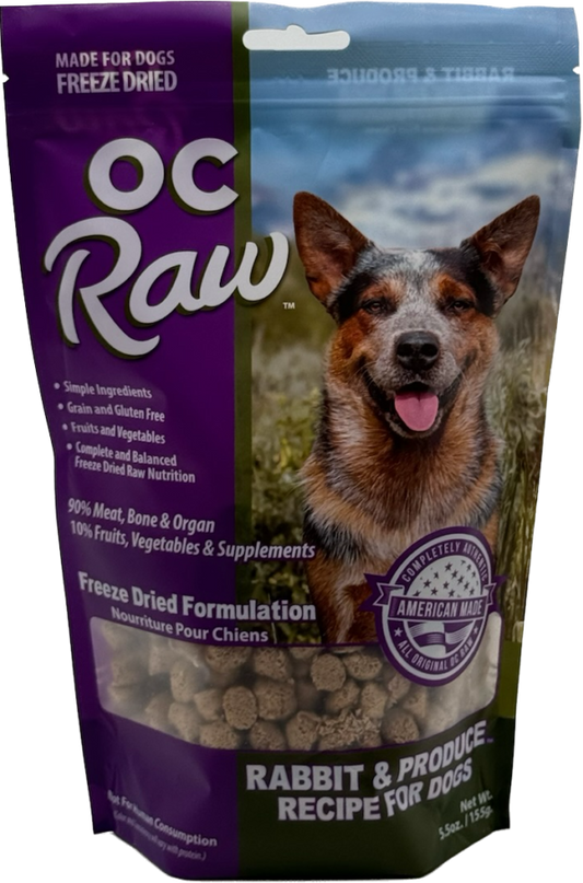 OC Raw Freeze Dried Raw Dog Food Rabbit & Produce Rox 5.5oz