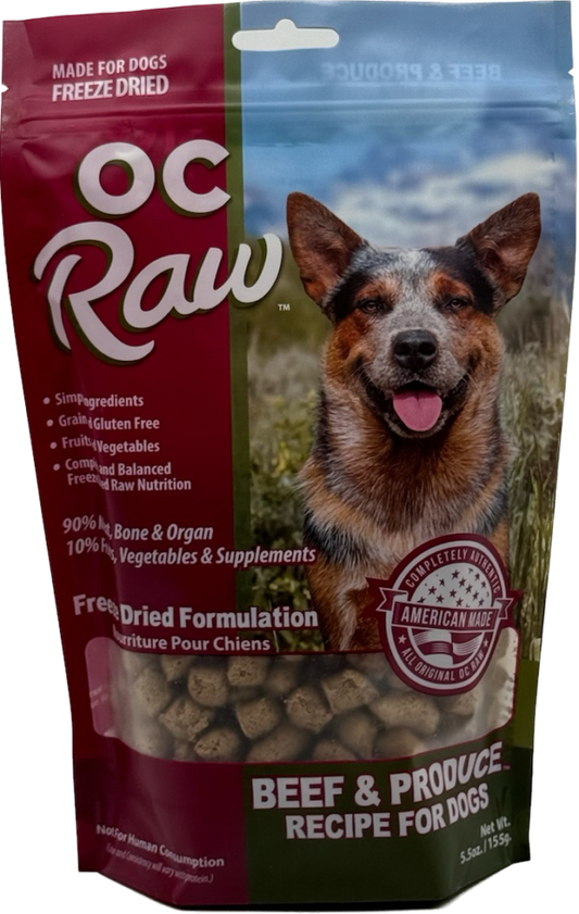 OC Raw Freeze Dried Raw Dog Food Beef & Produce Rox 5.5oz