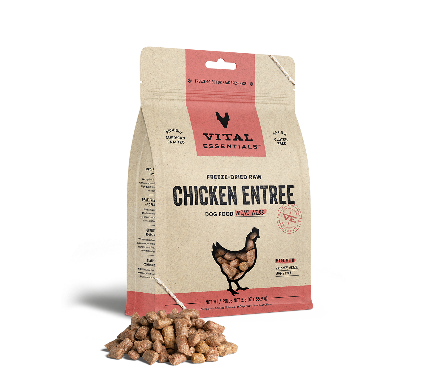 Vital Essentials Freeze Dried Chicken Mini Nibs Dog Food 5.5oz