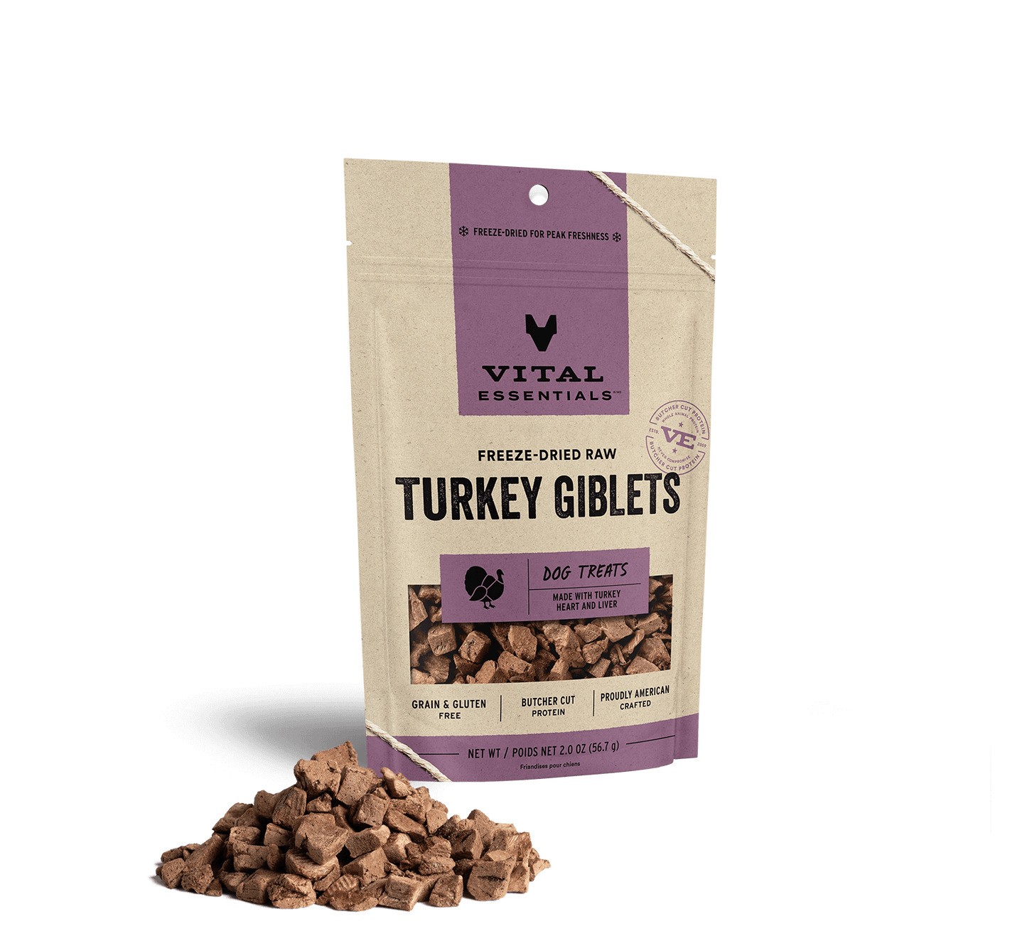 Vital Essentials Turkey Giblets Dog Treats 2oz