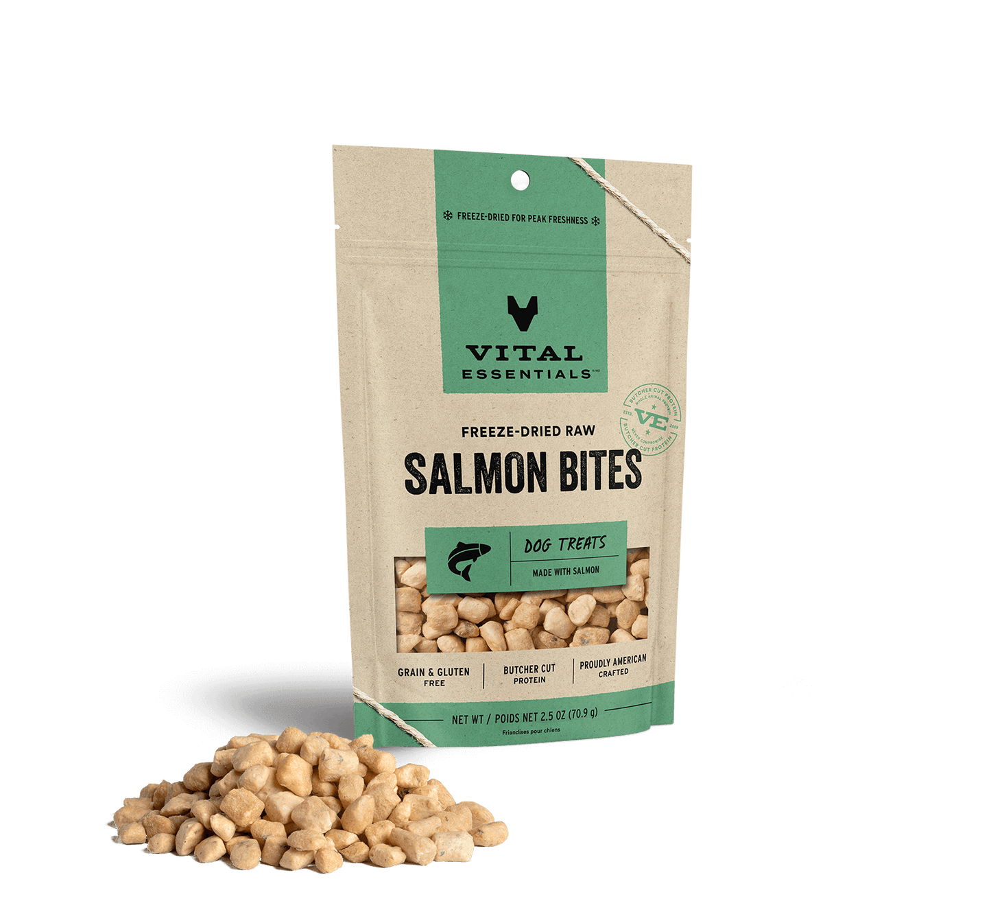 Vital Essentials Freeze-Dried Raw Salmon Bites Dog Treats 2.5oz