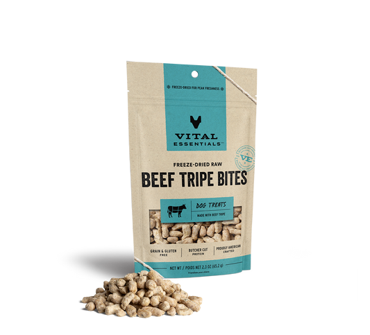 Vital Essentials Freeze Dried Raw Beef Tripe Bites Dog Treats 2.3oz