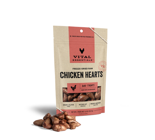 Vital Essentials Freeze Dried Raw Chicken Hearts Dog Treats 1.9oz