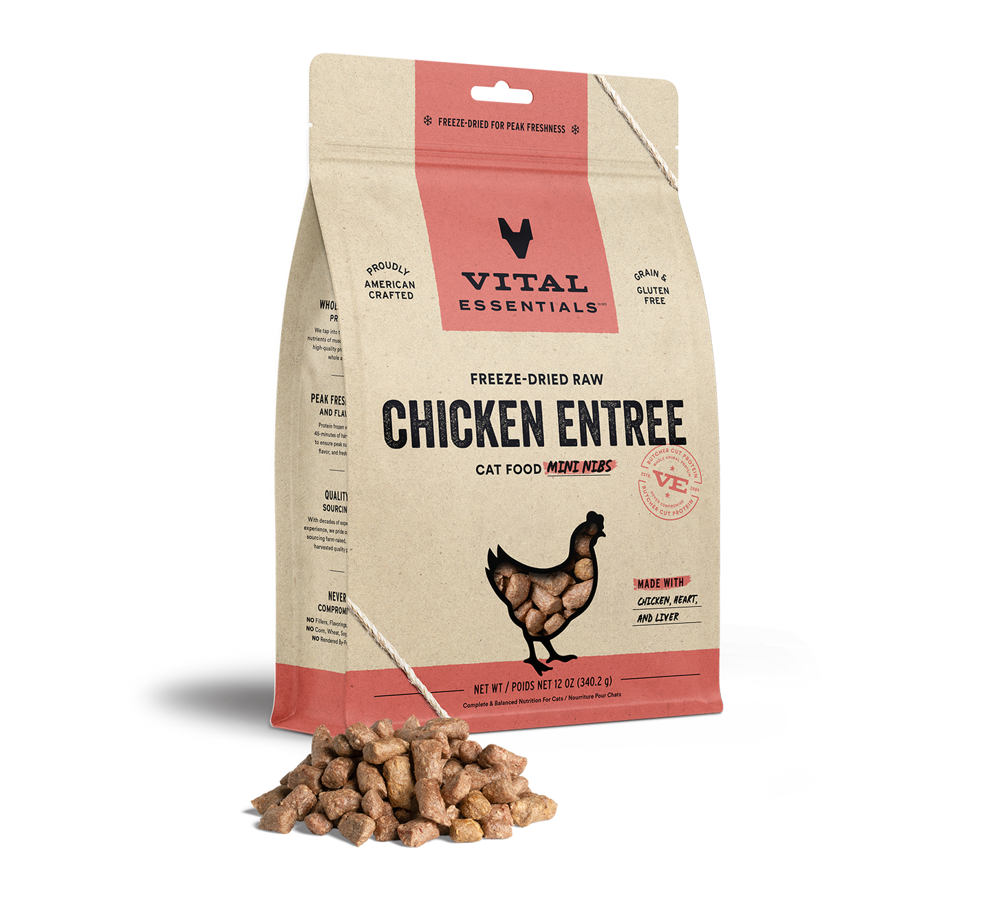 Vital Essentials Freeze-Dried Chicken Mini Nibs Cat Food 12oz