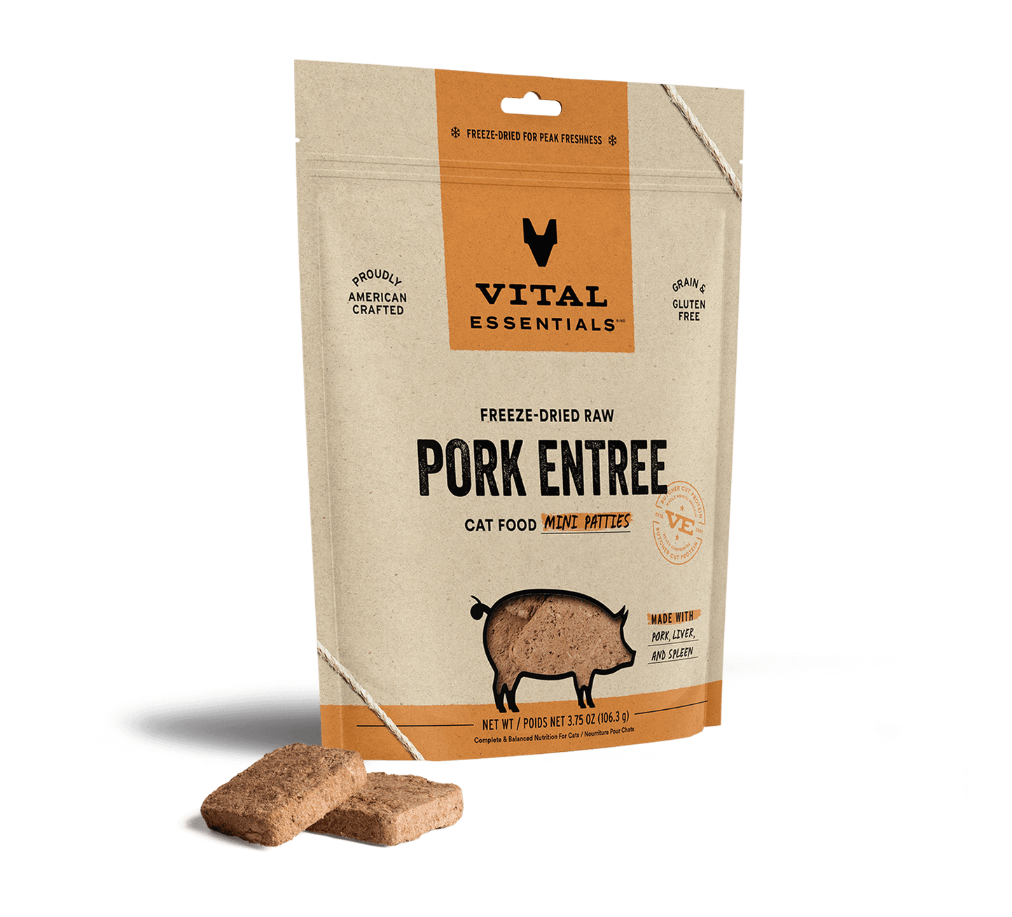 Vital Essentials Freeze-Dried Raw Pork Patties Cat Treats 28oz