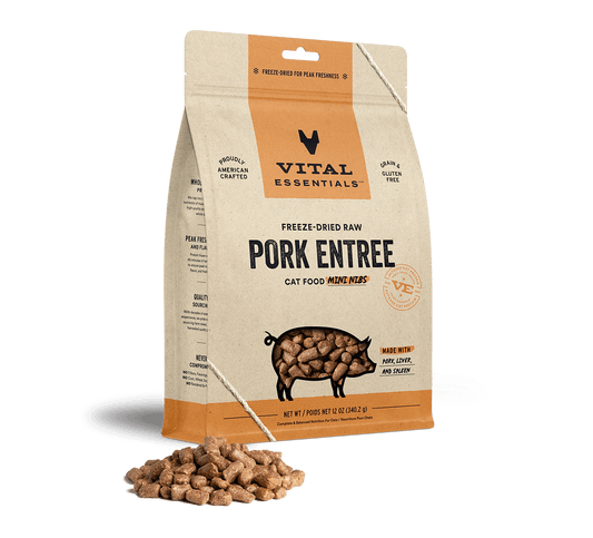 Vital Essentials Freeze Dried Raw Pork Mini Nibs Cat Food 12oz