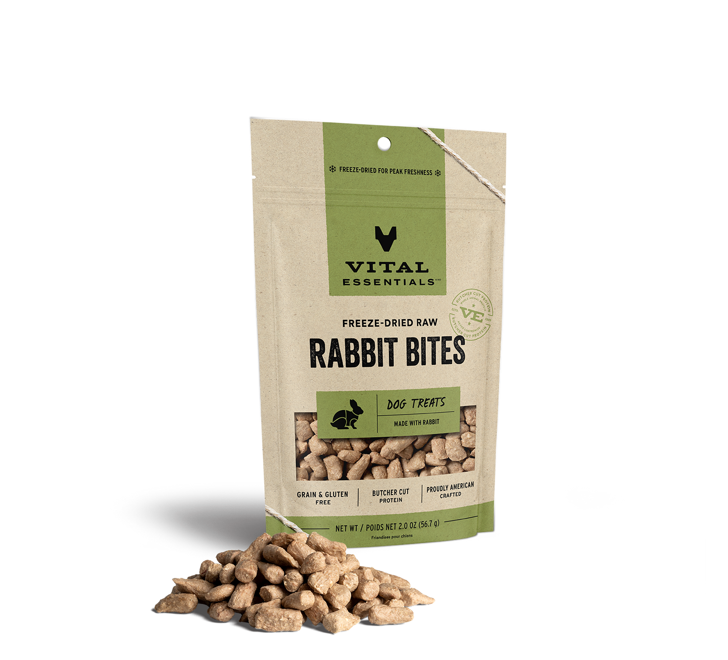 Vital Essentials Freeze-Dried Raw Rabbit Bites Dog Food 2oz