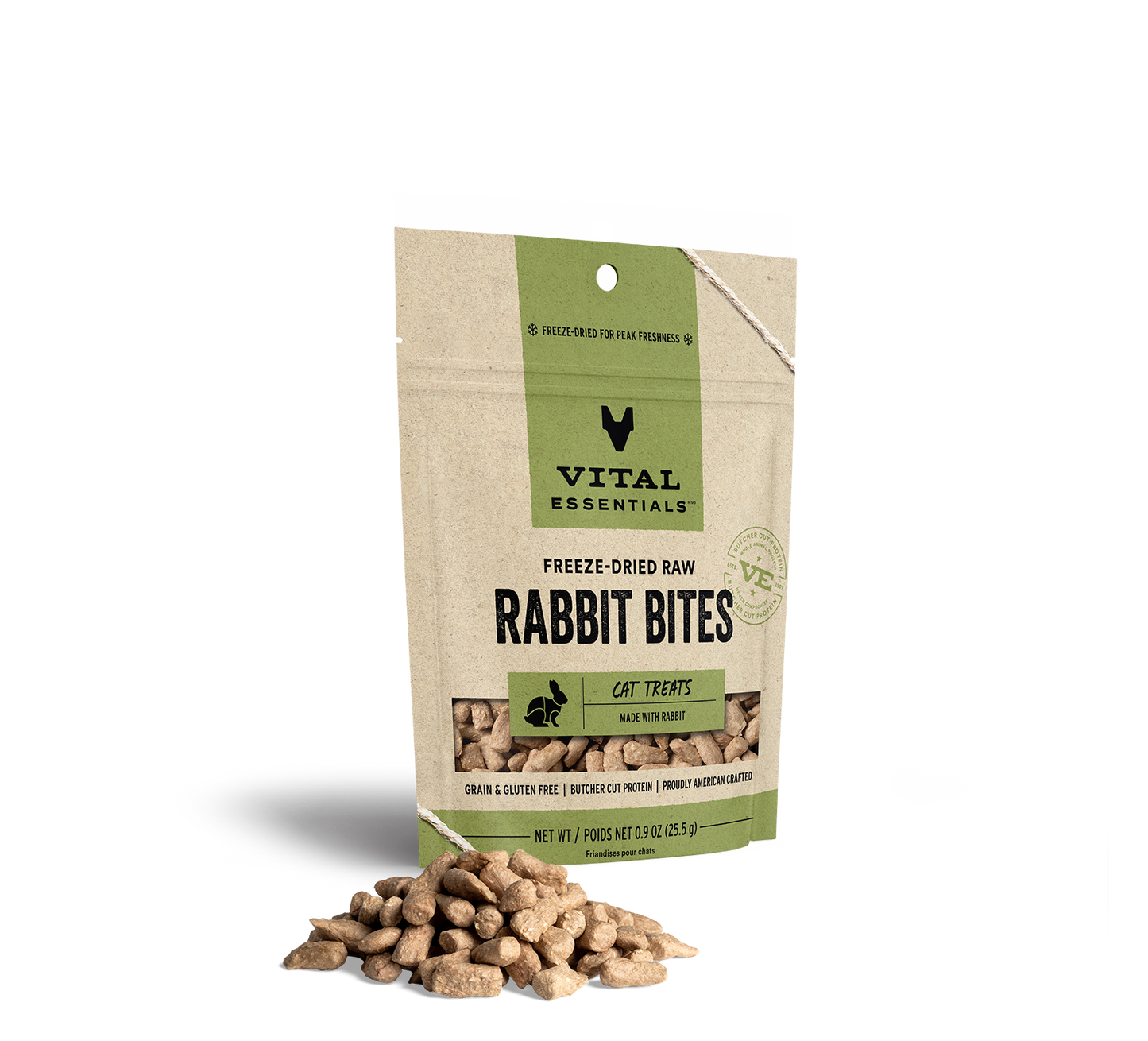 Vital Essentials Freeze Dried Raw Rabbit Bites Cat Treats .9oz