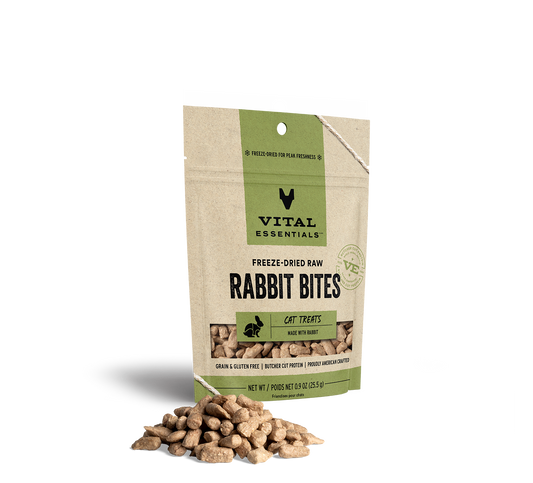 Vital Essentials Freeze Dried Raw Rabbit Bites Cat Treats .9oz