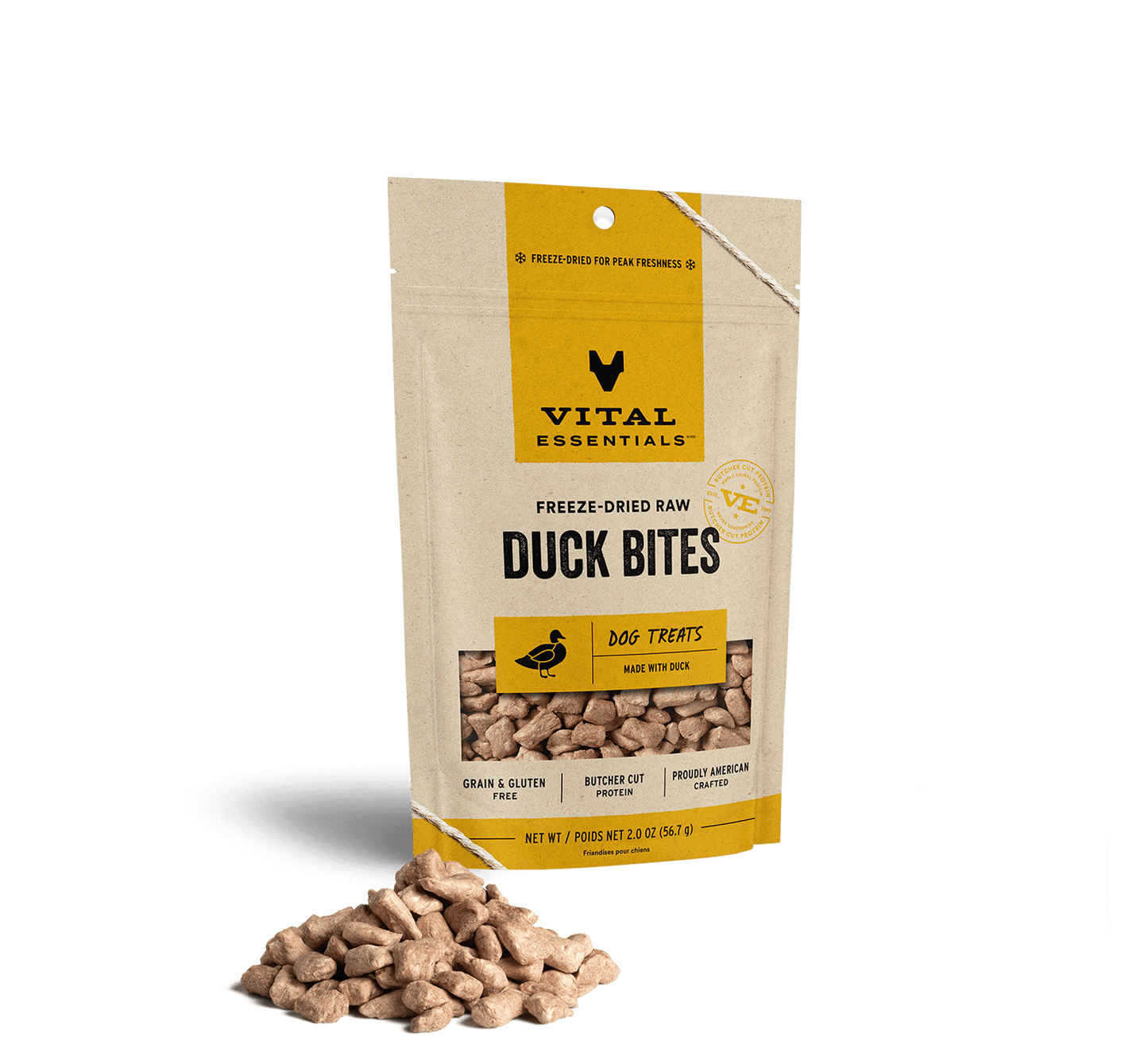 Vital Essentials Freeze-Dried Raw Duck Bites Dog Treats 2oz