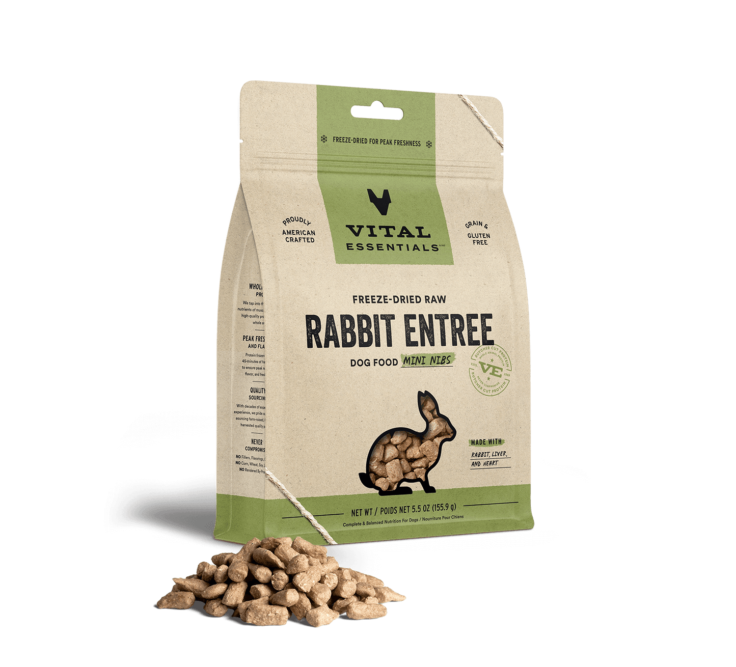 Vital Essentials Freeze Dried Rabbit Mini Nibs Dog Food 5.5oz