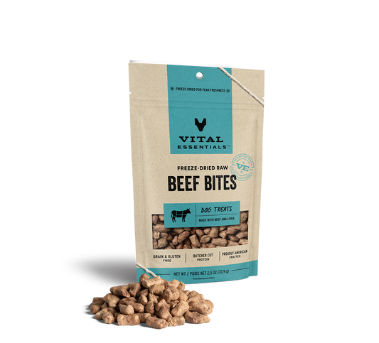 Vital Essentials Freeze-Dried Raw Beef Bites Dog Treats 2.5oz