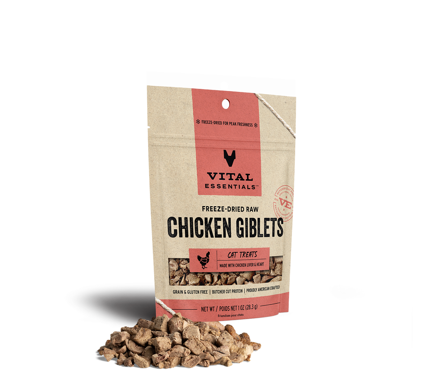 Vital Essentials Freeze-Dried Raw Chicken Giblet Cat Treat 1-oz