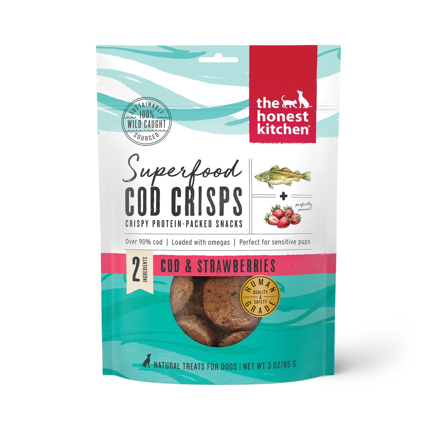 Honest Kitchen Cod & Strawberry Crisps 3 oz