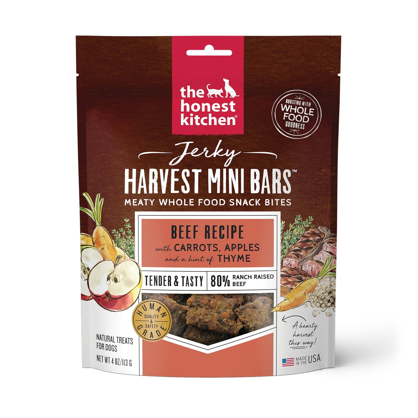 Honest Kitchen Beef Jerky Harvest Mini Bars 4 oz