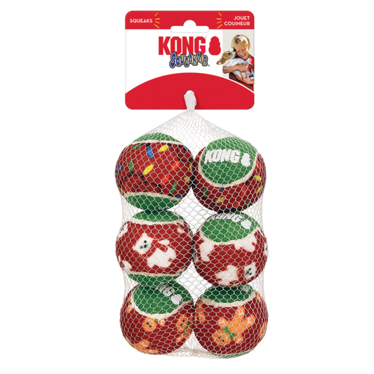 Kong Holiday Squeakair Balls - 6 Pack Small