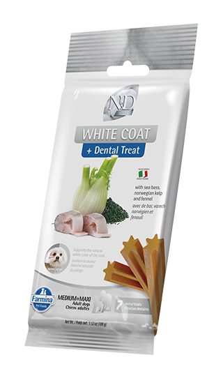 Farmina N&D White Coat Sea Bass, Kelp & Fennel Dental Treat Medium & Maxi 7ct.