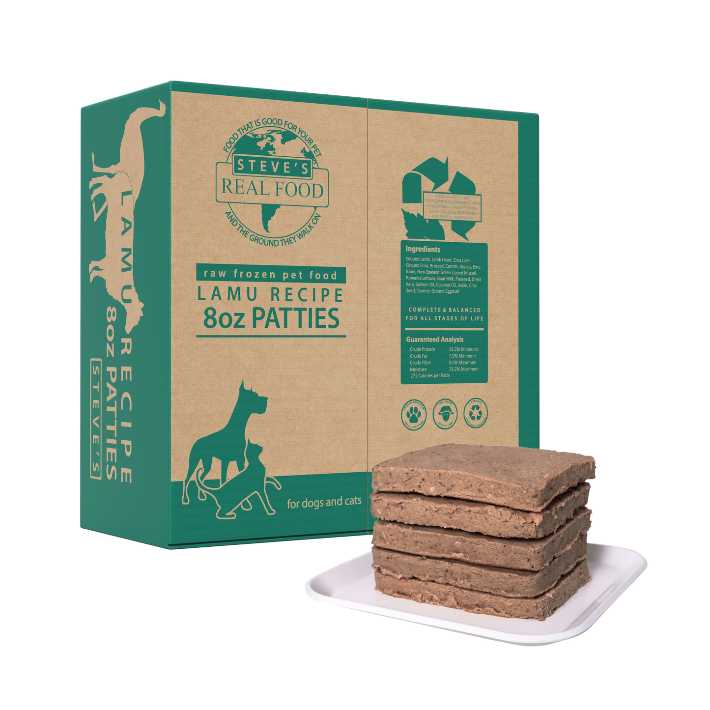 Steve's Real Food Frozen Lamu Patties Bulk 14lb