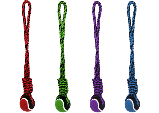 Multipet Knot Rope Tennis Ball Assorted 20"