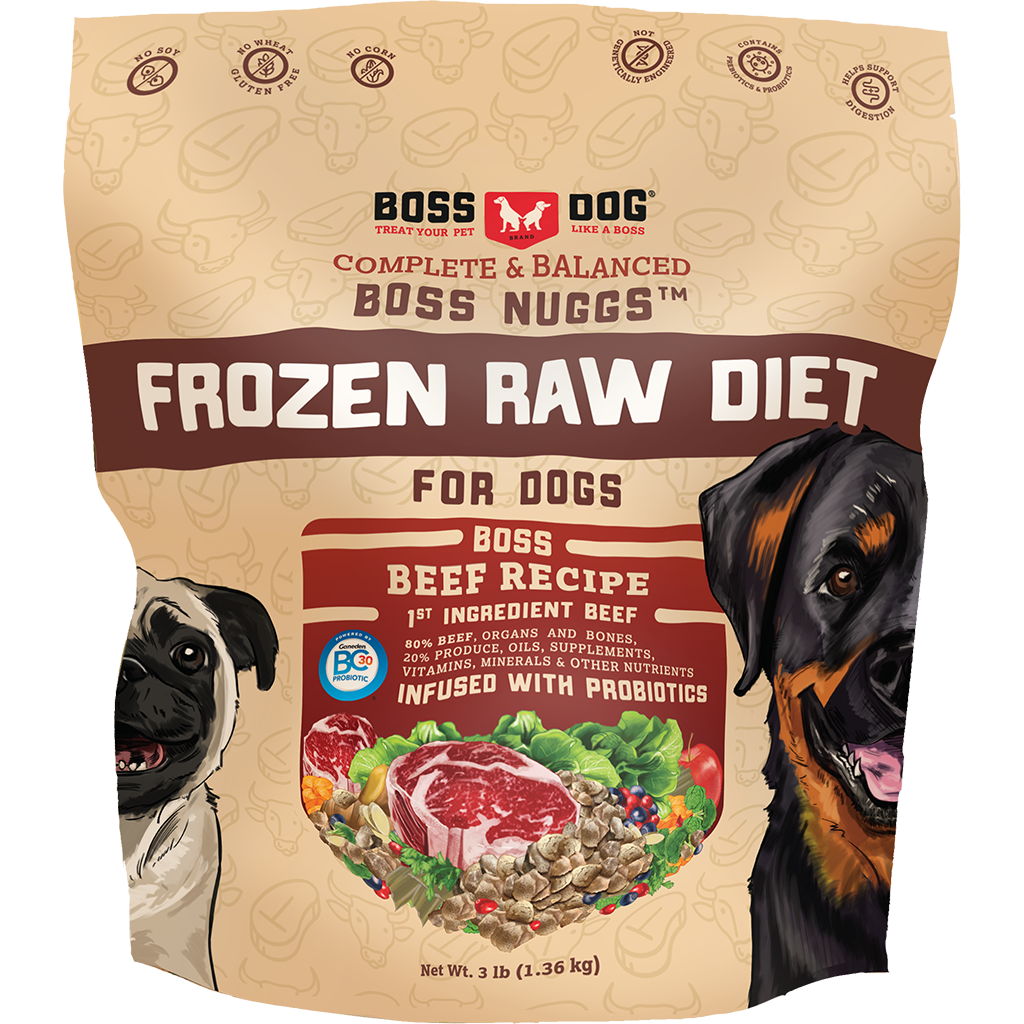 Boss Dog Frozen Raw Beef Nuggets 3lb