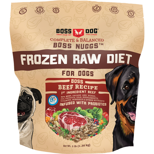 Boss Dog Frozen Raw Beef Nuggets 3lb