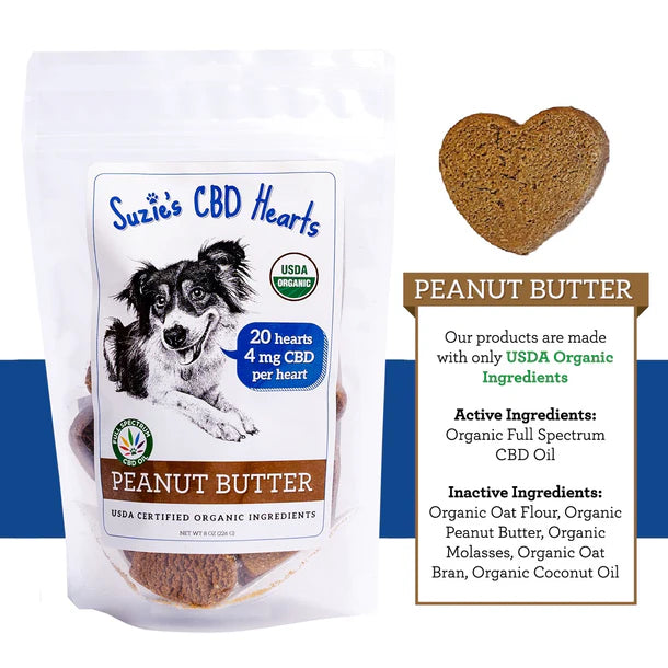 Suzie's CBD 4 mg CBD Dog Treat Hearts 2oz Sample