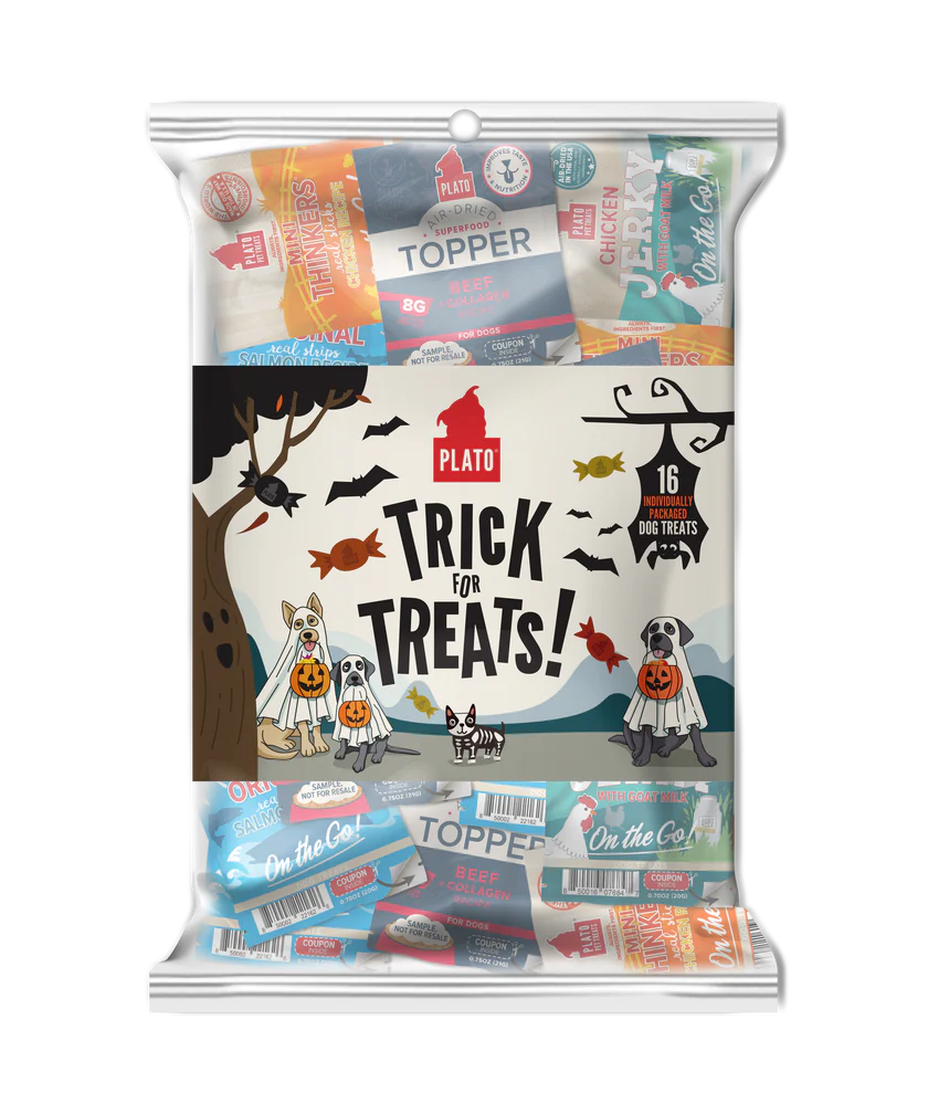 Plato Dog Treats Halloween Trick for Treats Variety 16ct