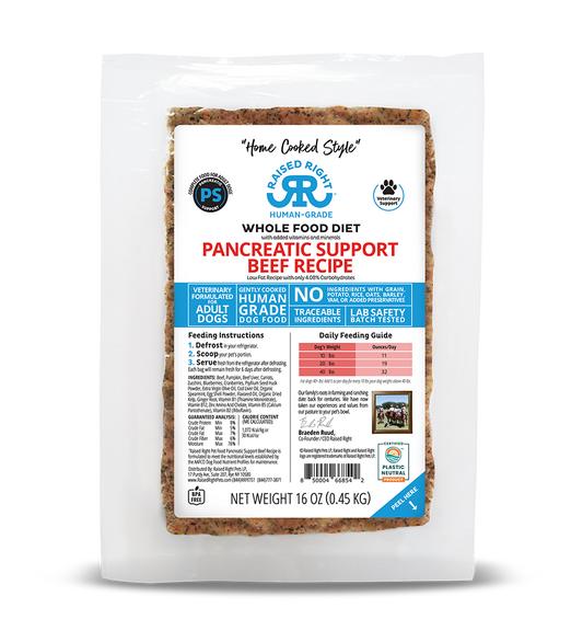 Raised Right Frozen Pancreatic Support Beef 16oz